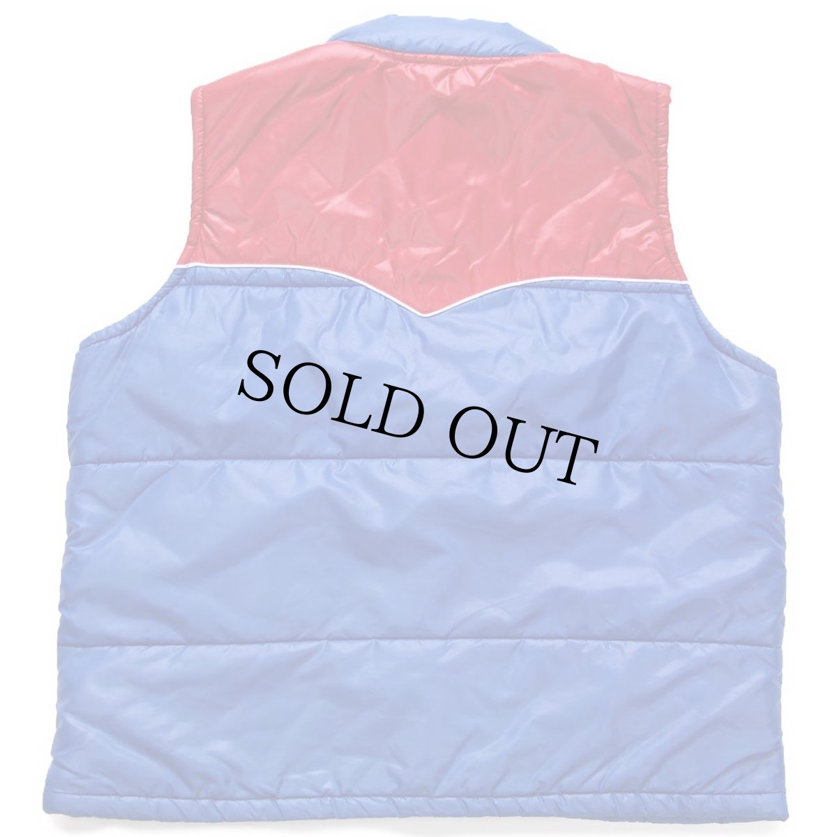 画像2: 70s Swingster TRW ロゴ刺繍 ツートン ヨーク切り替え 中綿入り ナイロンベスト 青×赤 L (2)