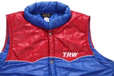 画像3: 70s Swingster TRW ロゴ刺繍 ツートン ヨーク切り替え 中綿入り ナイロンベスト 青×赤 L (3)