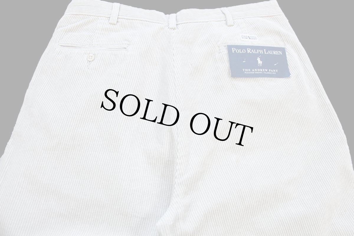 画像5: デッドストック★00s ポロ ラルフローレン ANDREW PANT ツータック コットン 太畝 コーデュロイパンツ ライトベージュ W36 L34 (5)