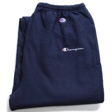 画像1: デッドストック★90s USA製 Championチャンピオン スクリプト ロゴ刺繍 スウェットパンツ 紺 L (1)