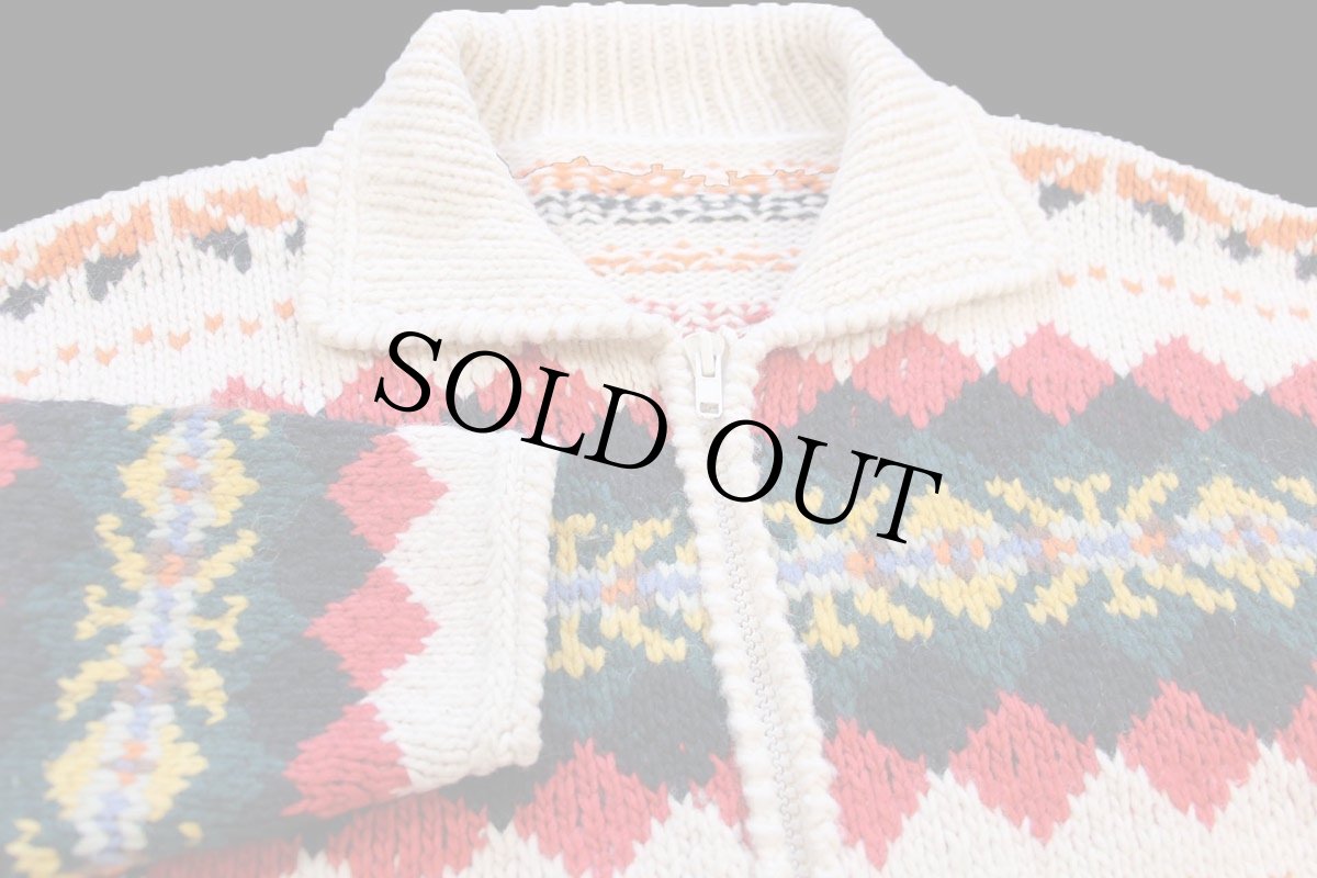 画像3: エクアドル製 FRANTIC フェアアイル柄 ウール ハンドニット カウチンセーター★ローゲージ (3)