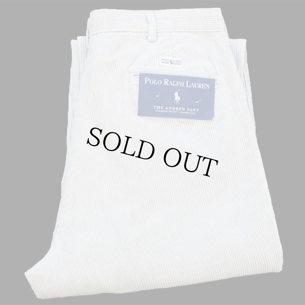 画像1: デッドストック★00s ポロ ラルフローレン ANDREW PANT ツータック コットン 太畝 コーデュロイパンツ ライトベージュ W36 L34 (1)