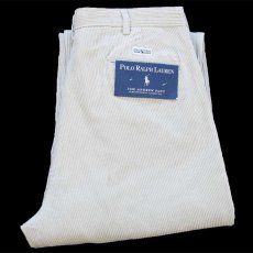 画像1: デッドストック★00s ポロ ラルフローレン ANDREW PANT ツータック コットン 太畝 コーデュロイパンツ ライトベージュ W36 L34 (1)