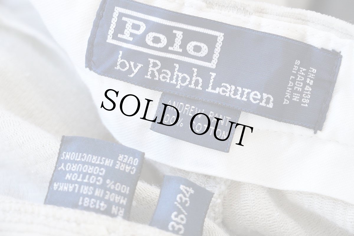 画像6: デッドストック★00s ポロ ラルフローレン ANDREW PANT ツータック コットン 太畝 コーデュロイパンツ ライトベージュ W36 L34 (6)