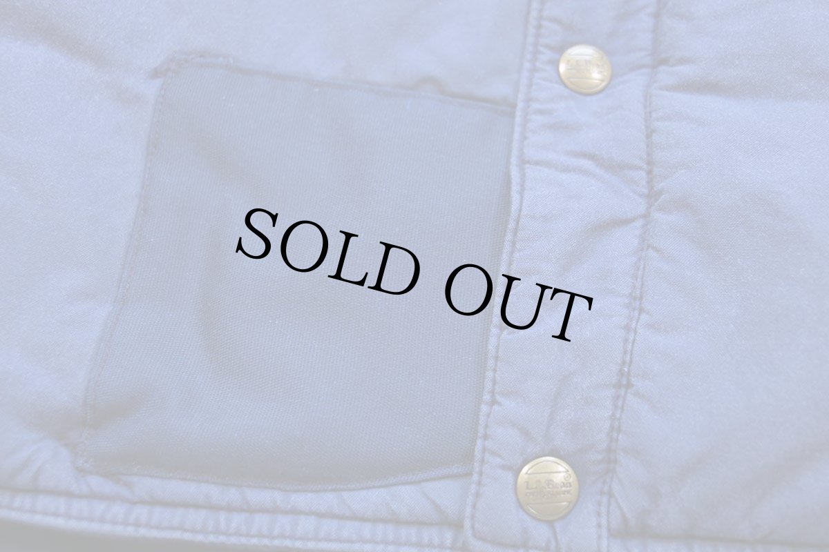 画像6: 80s USA製 L.L.Bean パッチワーク リペア コットン×ナイロン 中綿ダウンベスト 薄紺 フェード XL (6)