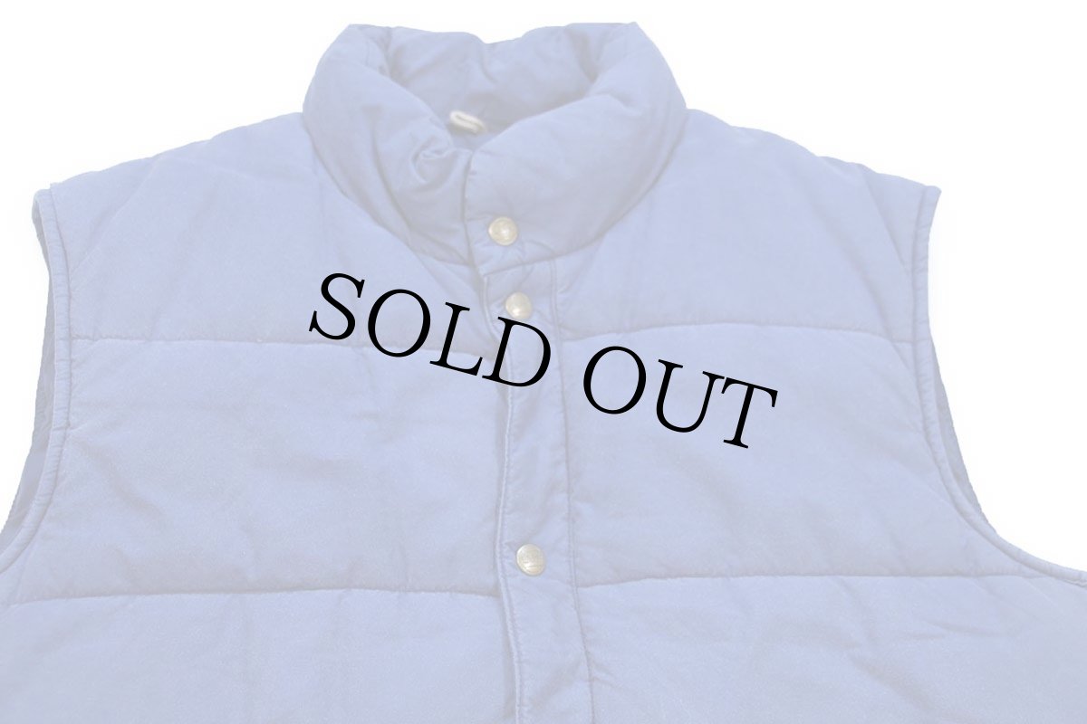 画像3: 80s USA製 L.L.Bean パッチワーク リペア コットン×ナイロン 中綿ダウンベスト 薄紺 フェード XL (3)