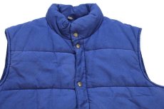 画像3: 80s USA製 L.L.Bean パッチワーク リペア コットン×ナイロン 中綿ダウンベスト 薄紺 フェード XL (3)