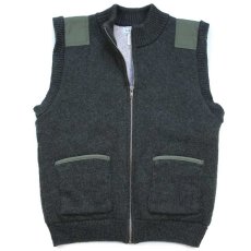 画像1: 90s USA製 L.L.Bean パチポケ フリースライナー フルジップ ウールニット ベスト グリーン S (1)