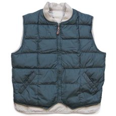 画像1: 90s EddieBauerエディーバウアー リバーシブル ダウンベスト 深緑×グレーベージュ L (1)