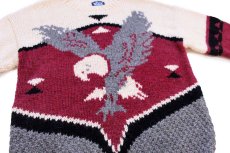 画像3: 80s Woolrichウールリッチ イーグル ローゲージ 切り替え ウールニット セーター L (3)