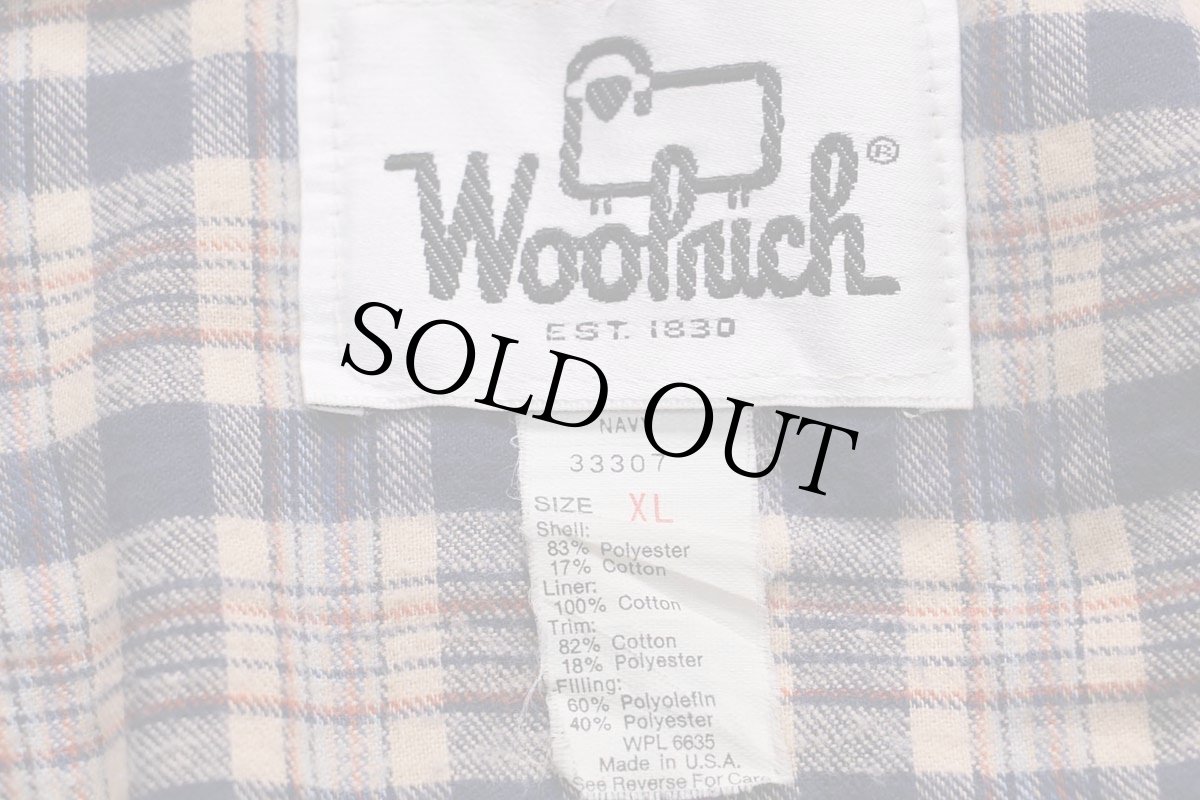 画像4: 70s USA製 Woolrichウールリッチ チェック ライトネルライナー 中綿入り ベスト 紺 XL (4)