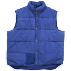 画像1: 80s USA製 L.L.Bean パッチワーク リペア コットン×ナイロン 中綿ダウンベスト 薄紺 フェード XL (1)