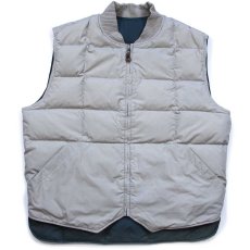 画像5: 90s EddieBauerエディーバウアー リバーシブル ダウンベスト 深緑×グレーベージュ L (5)