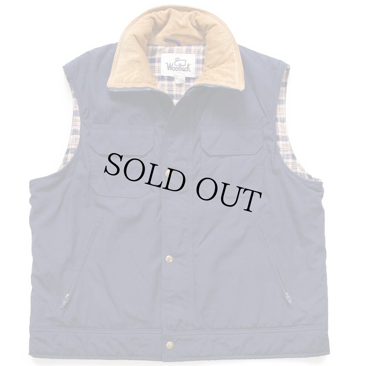 画像1: 70s USA製 Woolrichウールリッチ チェック ライトネルライナー 中綿入り ベスト 紺 XL (1)