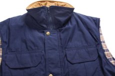 画像3: 70s USA製 Woolrichウールリッチ チェック ライトネルライナー 中綿入り ベスト 紺 XL (3)