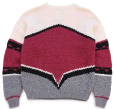 画像2: 80s Woolrichウールリッチ イーグル ローゲージ 切り替え ウールニット セーター L (2)