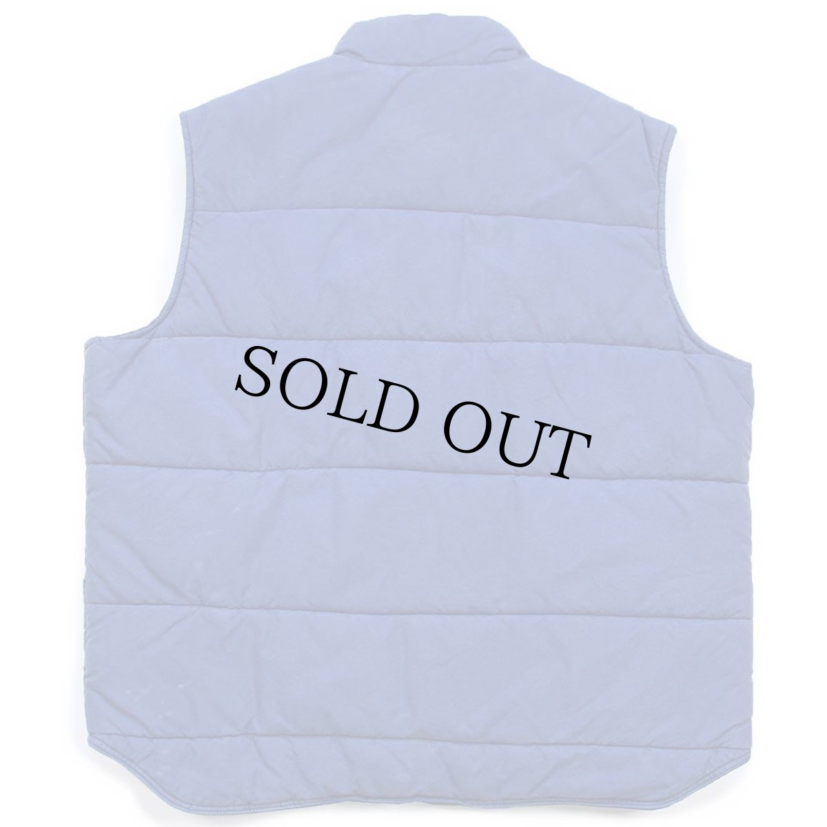 画像2: 80s USA製 L.L.Bean パッチワーク リペア コットン×ナイロン 中綿ダウンベスト 薄紺 フェード XL (2)