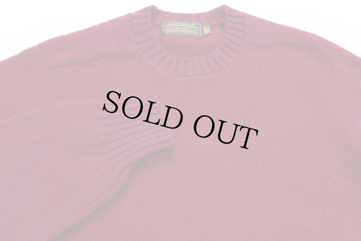 画像3: 80s USA製 EddieBauerエディーバウアー 無地 サドルショルダー シェットランド ウールニット セーター ワインレッド MT (3)