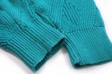 画像6: 80s ABERCROMBIE&FITCH 編み柄 コットンニット セーター グリーン L★アバクロ (6)