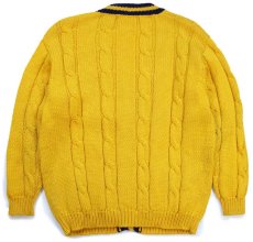 画像2: 70s オーストリア製 carlo Gruber ケーブル編み ウールニット カーディガン 黄×紺 52 (2)