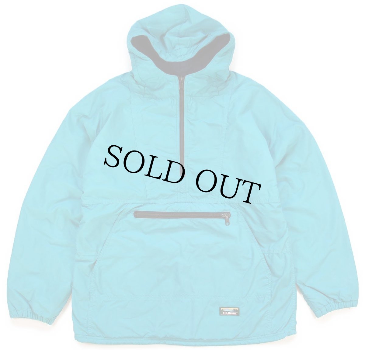 画像1: 90s USA製 L.L.Bean フリースライナー ナイロン アノラックパーカー ターコイズブルー M (1)