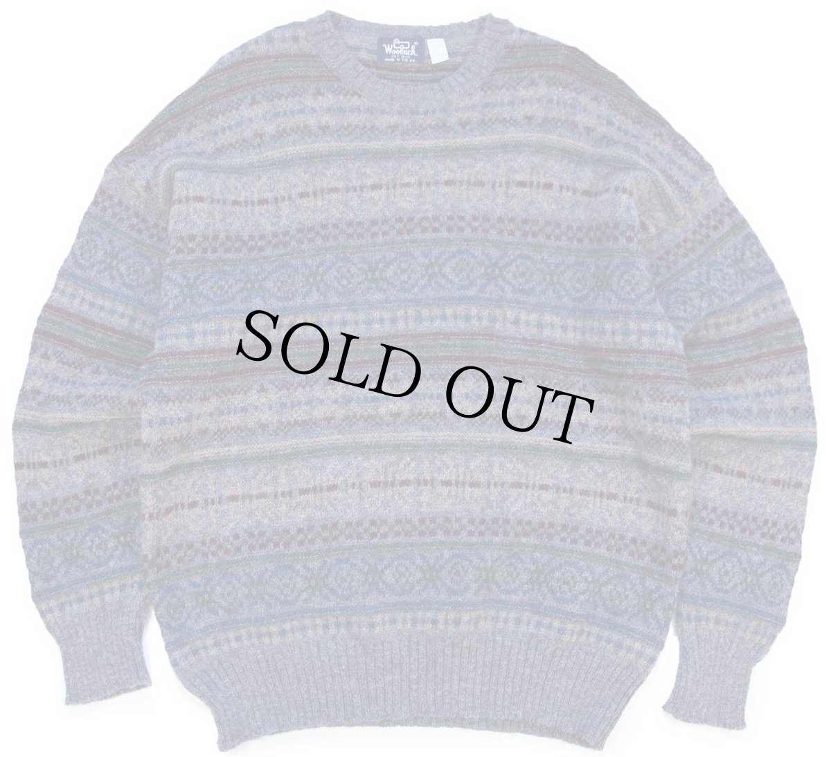 画像1: 80s 英国製 Woolrichウールリッチ フェアアイル柄 ウールニット セーター (1)