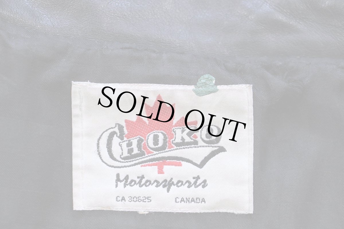 画像5: 90s カナダ製 CHOKO CORVETTE コルベット ロゴ刺繍 レザージャケット 黒 (5)