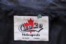 画像5: 90s カナダ製 CHOKO CORVETTE コルベット ロゴ刺繍 レザージャケット 黒 (5)