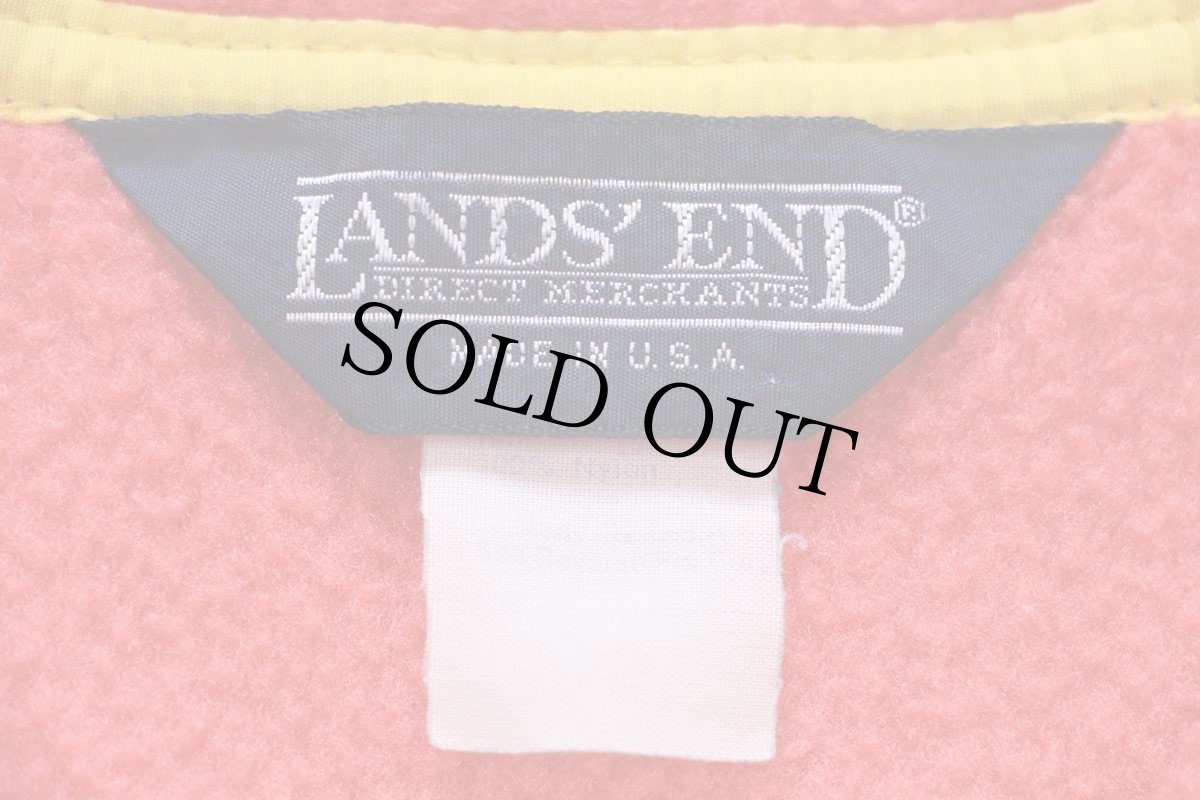 画像4: 90s USA製 LANDS'ENDランズエンド スナップT プルオーバー フリース ピンク×紫 M (4)