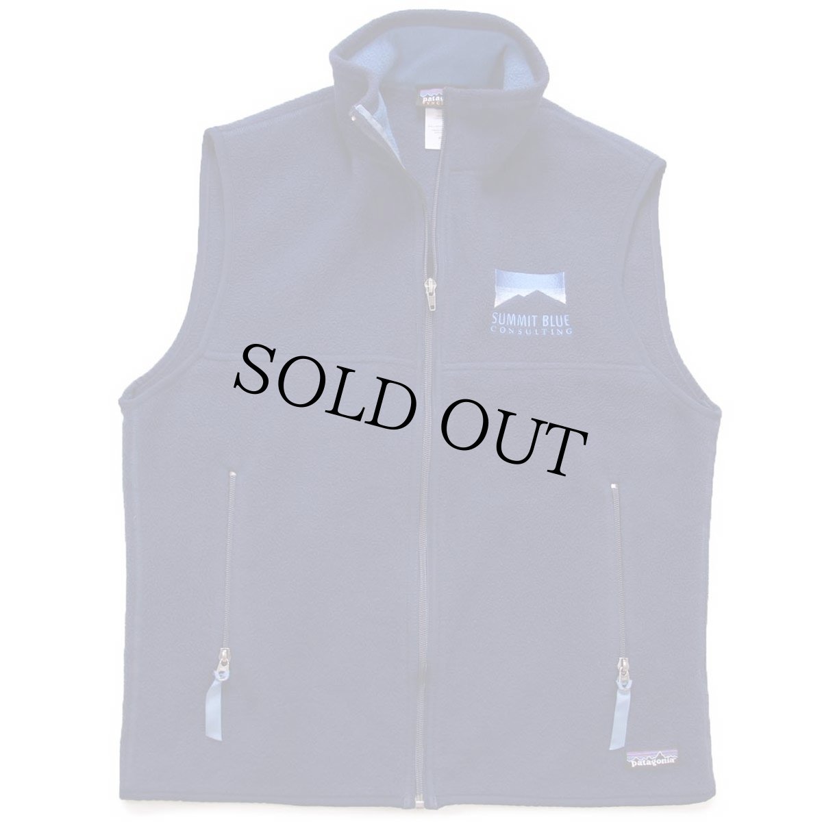 画像1: 00s メキシコ製 patagoniaパタゴニア SUMMIT BLUE CONSULTING 刺繍 シンチラ フリースベスト 紺 CNY M (1)