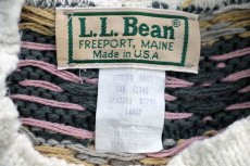 画像4: 80s USA製 L.L.Bean 雪柄 ノルディック柄 モックネック コットンニット セーター L (4)