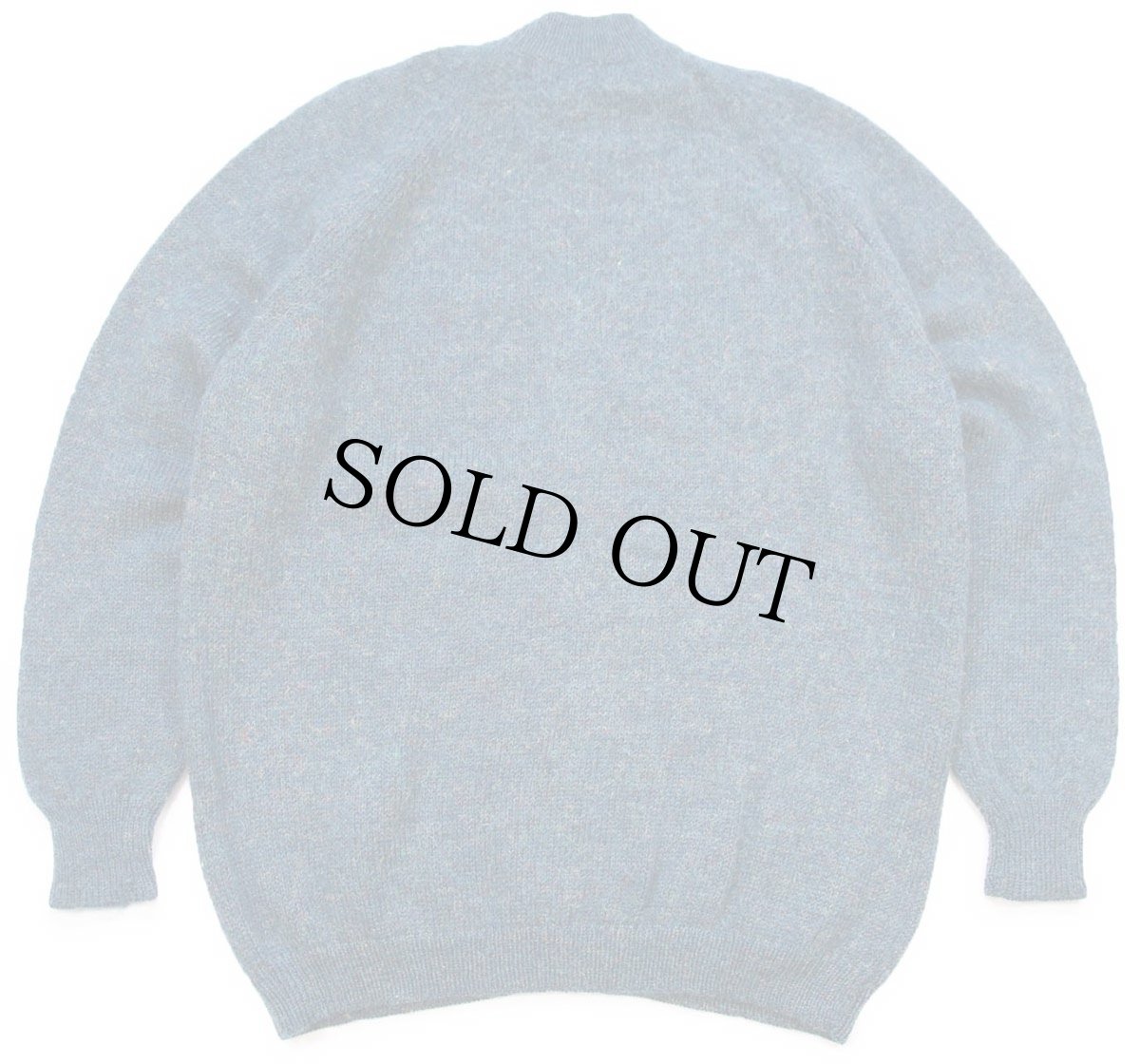 画像2: ビンテージ UNKNOWN 無地 ウール ドライバーズニット フルジップ セーター 青緑 ミックス (2)