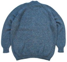 画像2: ビンテージ UNKNOWN 無地 ウール ドライバーズニット フルジップ セーター 青緑 ミックス (2)