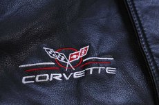 画像4: 90s カナダ製 CHOKO CORVETTE コルベット ロゴ刺繍 レザージャケット 黒 (4)