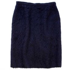 画像1: イタリア製 UNKNOWN ウール×モヘヤ パイル スカート ブラック 100 (1)