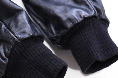 画像7: 90s USA製 Coors LIGHT ロゴ刺繍 キルティングライナー メルトン ウール 袖革スタジャン 黒 L (7)