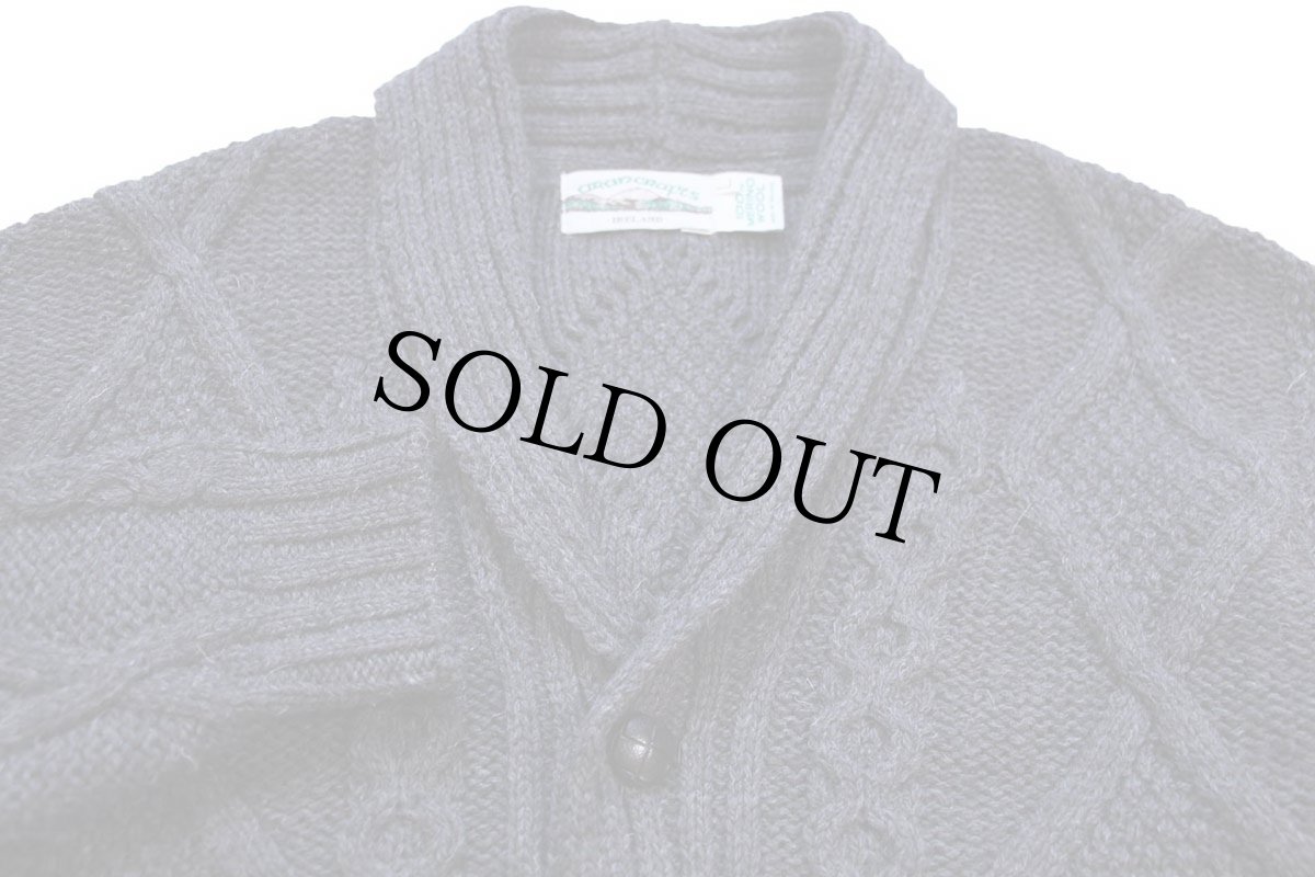 画像3: アイルランド製 aran crafts ショールカラー ケーブル編み メリノウールニット カーディガン チャコールグレー L★フィッシャーマン (3)