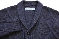 画像3: アイルランド製 aran crafts ショールカラー ケーブル編み メリノウールニット カーディガン チャコールグレー L★フィッシャーマン (3)
