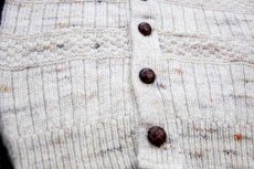 画像5: 70s USA製 PENDLETONペンドルトン 編み柄 切り替え ネップ入り ウールニット カーディガン ナチュラル ミックス M (5)