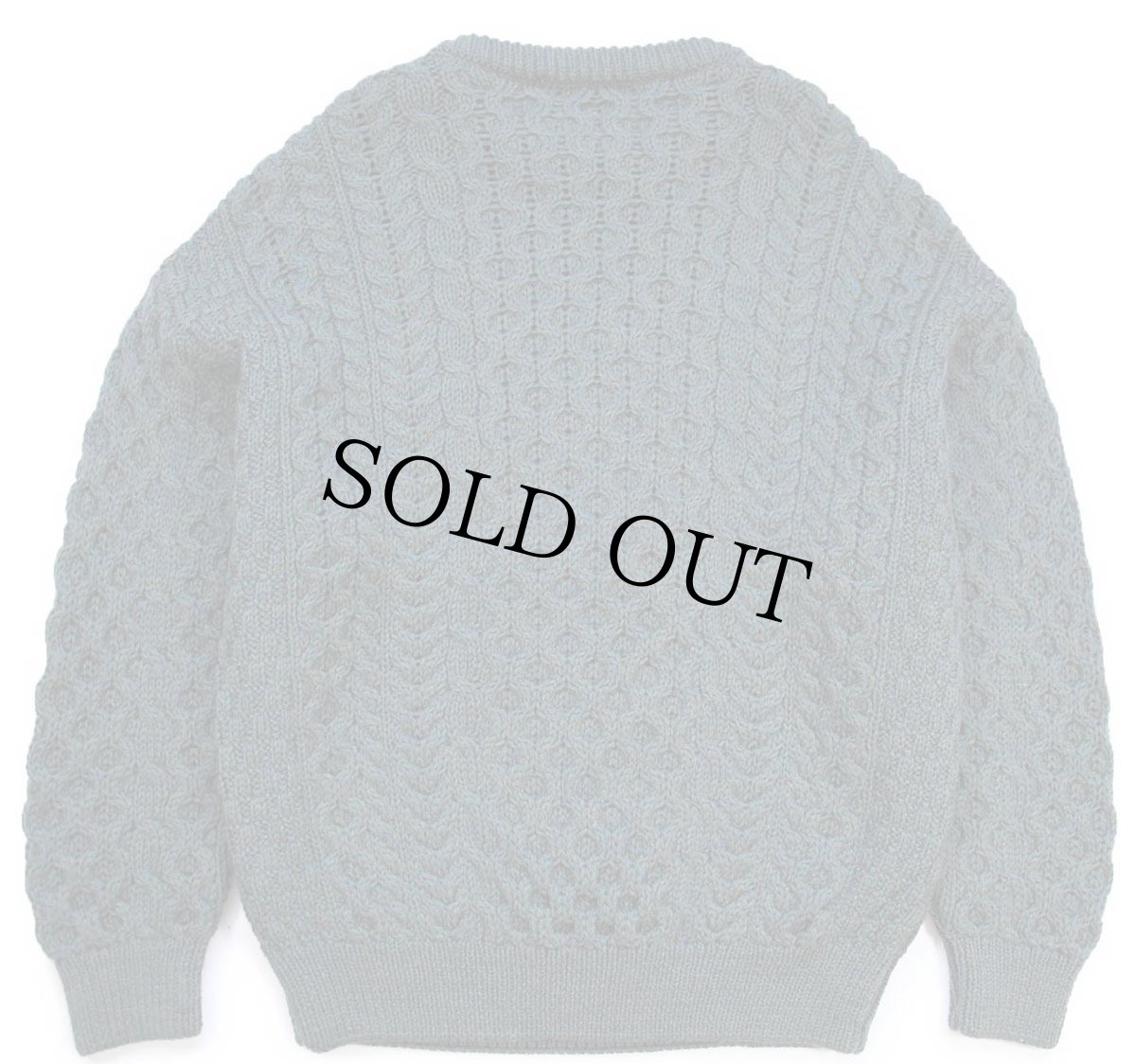 画像2: アイルランド製 Clady Knit ケーブル編み ウールニット セーター 緑 ミックス L★フィッシャーマン (2)