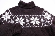 画像3: 英国製 BRITISH WOOL ESK VALLEY 雪柄 ノルディック柄 タートルネック ウールニット セーター 焦げ茶 M (3)