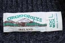画像5: アイルランド製 aran crafts ケーブル編み ハイネック ハーフジップ ウールニット セーター チャコールグレー L★フィッシャーマン (5)