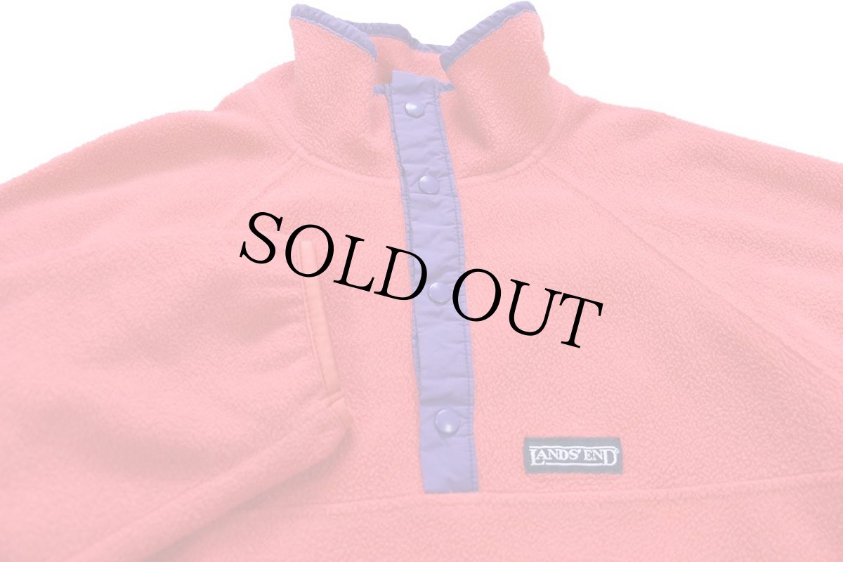 画像3: 90s USA製 LANDS'ENDランズエンド スナップT プルオーバー フリース ピンク×紫 M (3)