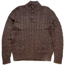 画像1: 90s ポロ ラルフローレン ハイネック ケーブル編み シルクニット セーター ブラウン L (1)