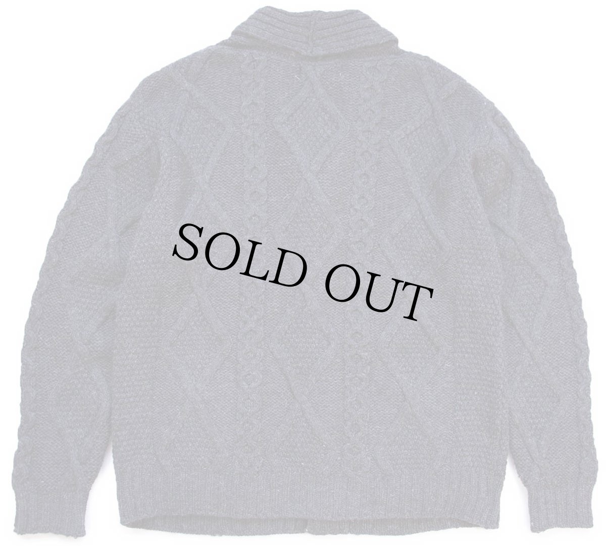 画像2: アイルランド製 aran crafts ショールカラー ケーブル編み メリノウールニット カーディガン チャコールグレー L★フィッシャーマン (2)