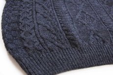 画像6: アイルランド製 aran crafts ケーブル編み ハイネック ハーフジップ ウールニット セーター チャコールグレー L★フィッシャーマン (6)