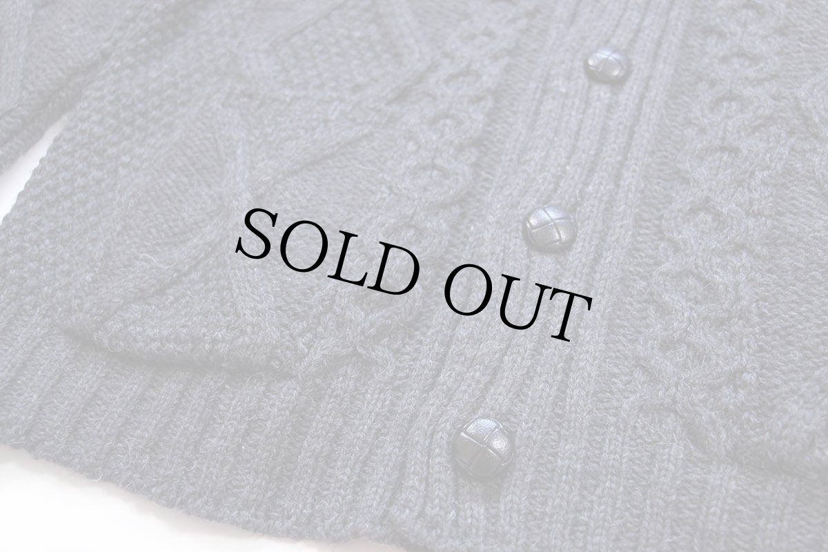 画像5: アイルランド製 aran crafts ショールカラー ケーブル編み メリノウールニット カーディガン チャコールグレー L★フィッシャーマン (5)