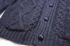 画像5: アイルランド製 aran crafts ショールカラー ケーブル編み メリノウールニット カーディガン チャコールグレー L★フィッシャーマン (5)