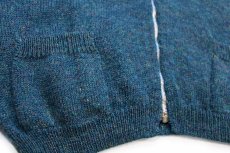 画像5: ビンテージ UNKNOWN 無地 ウール ドライバーズニット フルジップ セーター 青緑 ミックス (5)