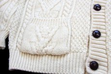 画像5: British Wool Naturally ケーブル編み ウールニット カーディガン ナチュラル L★フィッシャーマン (5)